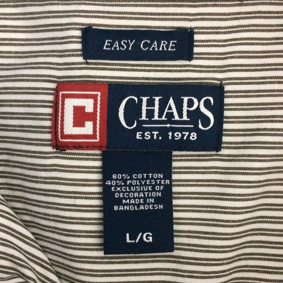 Chaps Mens L Striped Easy Care Button Up Shirt - Picture 5 of 7